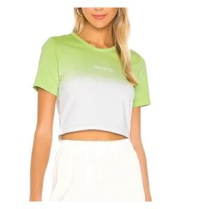 Revolve GRLFRND mini logo lime green and white ombre crop top 100% cotton
